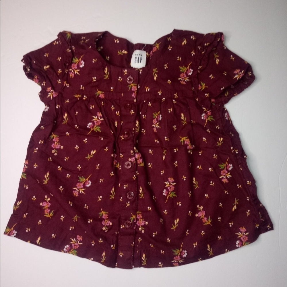 Girls Gap floral short sleeve button down shirt - Picture 3 of 14